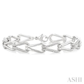 1/6 Ctw Single Cut Diamond Bold Knot Link Fashion Bracelet in Sterling Silver