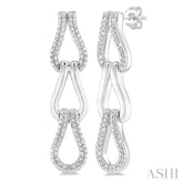 1/10 Ctw Single Cut Diamond Bold Knot Link Fashion Earrings in Sterling Silver