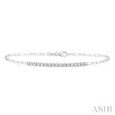 1/2 Ctw Round Cut Diamond Paperclip Chain Bracelet in 14K White Gold