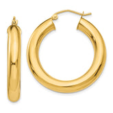 14k 5x30mm Polished Lightweight Tube Hoop Earrings