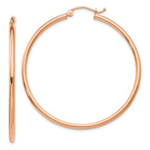 14k Rose Gold 2x45mm Polished Lightweight Tube Hoop Earrings