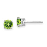 14k White Gold 5mm Round Peridot Post Earrings
