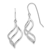 14K White Gold Swirl Dangle French Hook Earrings
