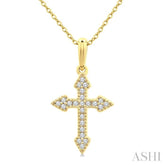 1/8 Ctw Single Cut Diamond Cross Petite Pendant With Chain in 10K Yellow Gold