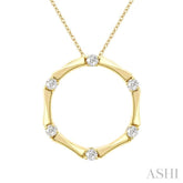 1/10 Ctw Petite Bamboo Shoot Inspired Round Cut Diamond Fashion Pendant With Chain in 10K Yellow Gold