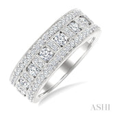 1 1/10 Ctw Channel Round Cut Diamond Wedding Band in 14K White Gold
