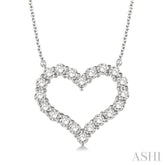 1/2 Ctw Round Cut Diamond Heart Pendant With Chain in 14K white Gold