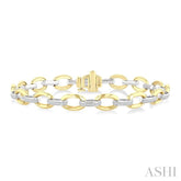 1/3 Ctw Round Cut Diamond Bold Oval Shape Link Bracelet in 10K Yellow and White Gold