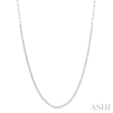 2 5/8 Ctw Round Cut Diamond Paperclip Chain Tennis Necklace in 14K White Gold