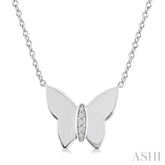 1/20 Ctw Butterfly Single Cut Diamond Fashion Pendant With Chain in Sterling Silver