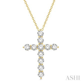 4 Ctw Round Cut Diamond Cross Pendant in 14K Yellow Gold with Chain