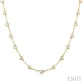 3 Ctw Bezel Set Round Cut Diamond Station Necklace in 14K Yellow Gold