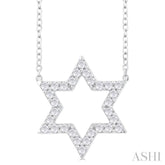 1/4 Ctw Star of David Round Cut Diamond Fashion Pendant With Chain in 14K White Gold