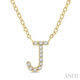 1/20 Ctw Initial 'J' Round Cut Diamond Pendant With Chain in 10K Yellow Gold