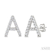 1/10 Ctw Initial'A' Single Cut Diamond Earrings in 10K White Gold