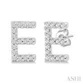 1/10 Ctw Initial 'E' Single Cut Diamond Earrings in 10K White Gold