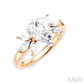 1/2 Ctw Akari Pear Shape Marquise and Round Cut Diamond Semi-Mount Engagement Ring in 14K Rose and White Gold