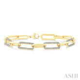 1/10 Ctw Bold Paperclip Round Cut Diamond Fashion Bracelet in Yellow Gold Vermeil