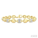 1/10 Ctw Bold Mariner Link Round Cut Diamond Fashion Bracelet in Yellow Gold Vermeil