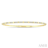 1/2 Ctw Square Motif Halfway Round Cut Diamond Flex Bangle in 14K Yellow Gold