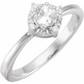 Sterling Silver Lab-Grown White Sapphire & .04 CTW Natural Diamond Halo-Style Ring