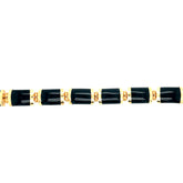 14k Yellow Gold Onyx Gold Link Bracelet 8 inches