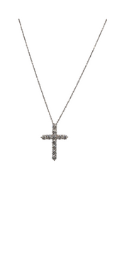 14k White Gold Cross Lab Grown Diamond Necklace