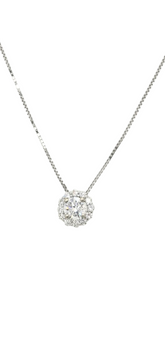 14k White Gold Lab Grown Diamond Necklace with Halo