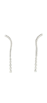14k White Gold Long Earrings with Lab Grown Diamonds