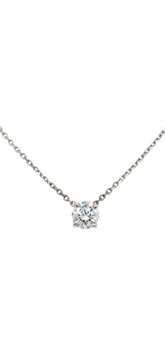 14k White Gold Solitaire Round Lab Grown Diamond Necklace