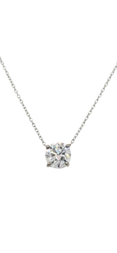 14k White Gold Solitaire Round Lab Grown Diamond Necklace