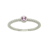 14k White Gold Pink Sapphire Beaded Stacking Ring