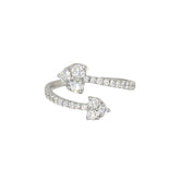 18k White Gold Split Right with Diamond Hearts