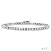 3 Ctw Square Shape Round Cut Diamond Tennis Bracelet in 14K White Gold