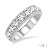 2 Ctw Round Cut Diamond Wedding Band in 14K White Gold