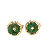 14k Yellow Cuff Links With Jade Stone