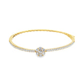 14k Yellow Floral Diamond Bangle 1.37CTTW
