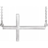 Sterling Silver 28x16.2 mm Sideways Cross 16-18" Necklace