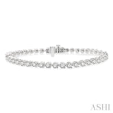 4 Ctw Round Cut Diamond 3-Prong Tennis Bracelet in 14K White Gold