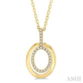 1/10 Ctw Petite Twin Oval Round Cut Diamond Fashion Pendant With Chain in 10K Yellow Gold