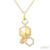 1/4 Ctw Hexagon Motif Single Cut Diamond Fashion Pendant With Chain in 14K Yellow Gold