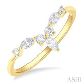 1/4 Ctw Chevron Centerpiece Marquise and Round Cut Diamond Wedding Band in 14K Yellow Gold
