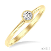 1/6 Ctw Petite Bezel Set Round Cut Diamond Fashion Ring in 10K Yellow Gold