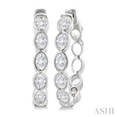 1 1/10 Ctw Bezel Set Oval Cut Diamond Fashion Hoop Earring in 14K White Gold