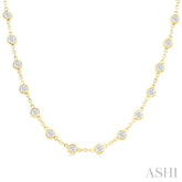 4 Ctw Bezel Set Round Cut Diamond Station Necklace in 14K Yellow Gold