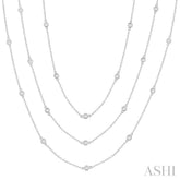 2 Ctw Bezel Set Round Cut Diamond 60-Inch Long Station Necklace in 14K White Gold