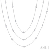 2 Ctw Bezel Set Round Cut Diamond 60-Inch Long Station Necklace in 14K White Gold