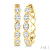 1 1/10 Ctw Bezel Set Oval Cut Diamond Fashion Hoop Earring in 14K Yellow Gold