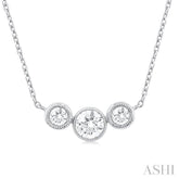 1/2 Ctw Past, Present & Future 3-Stone Bezel Set Round Cut Diamond Necklace in 14K White Gold