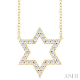 1/4 Ctw Star of David Round Cut Diamond Fashion Pendant With Chain in 14K Yellow Gold